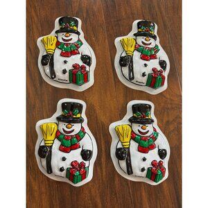 Vintage Snowman Christmas Deco pac 3D Cake Cookie Emblem topper Decoration Set 4
